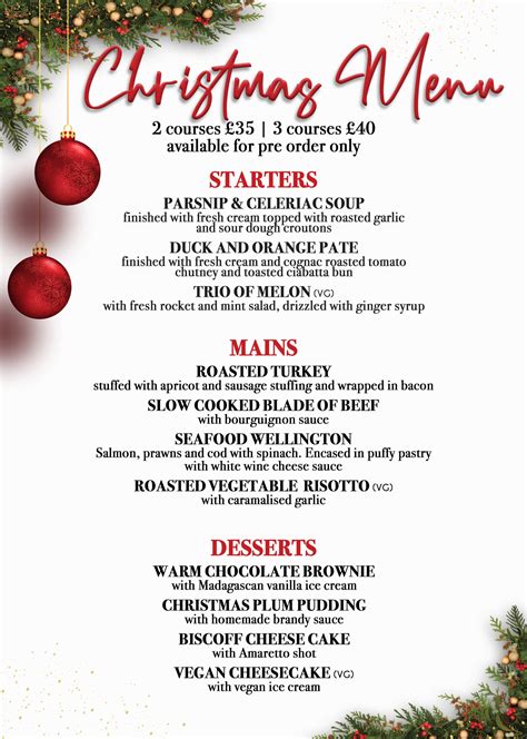 tudor street christmas menu